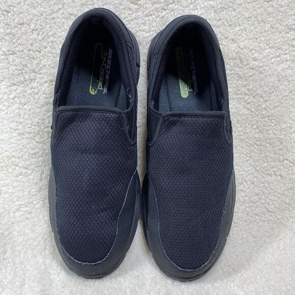 SKECHERS 59997S Verse-Cool Mens Size 13 Mesh & Leather Slip On Casual Black - Picture 2 of 7